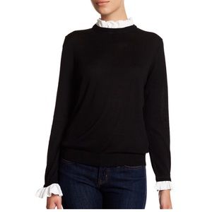 14th & Union black top with white ruffle accents